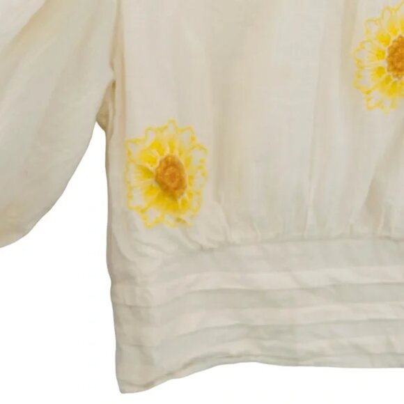 FREE PEOPLE Boho My Girl Blouse Sunflower Ivory Beige Size XS NWT - Picture 5 of 7